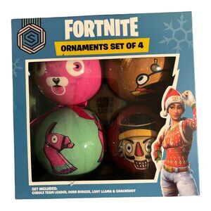 Fortnite Set Of 4 Ornaments Durr Burger Loot Llama Crackshot Cuddle Team Leader